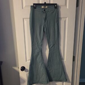 Wide Leg Flare Jeans in Green